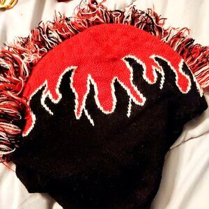 Boys Black and Red Flames Mohawk Winter Hat